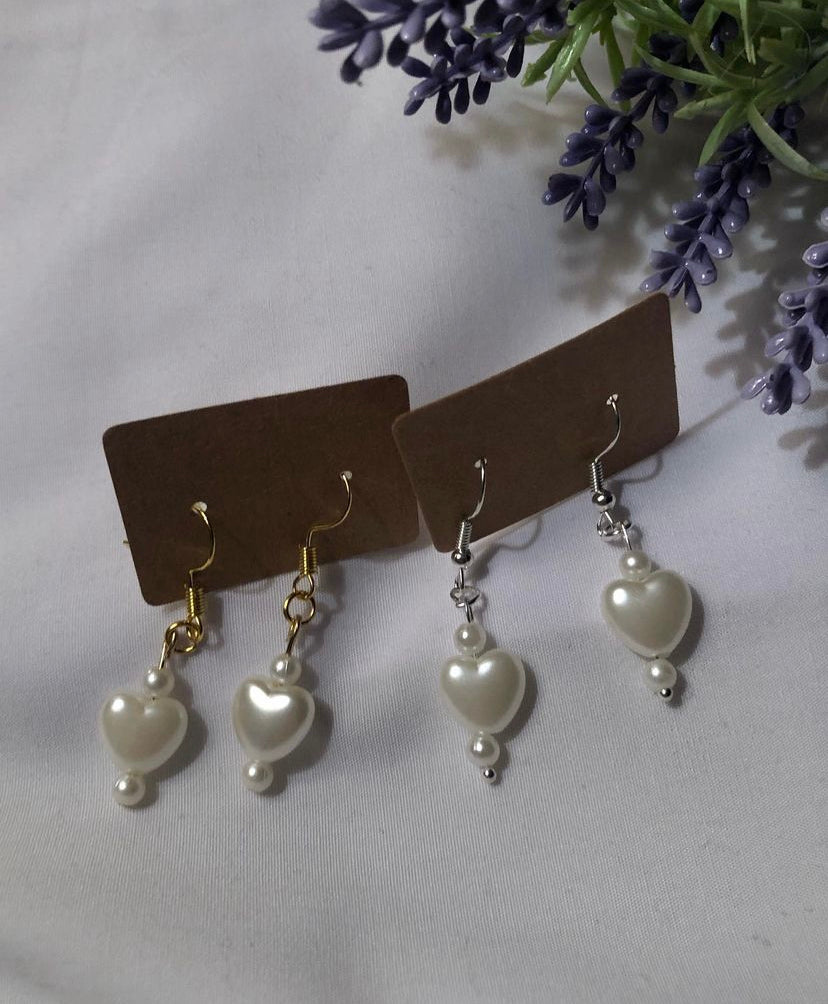 Pearl heart earrings