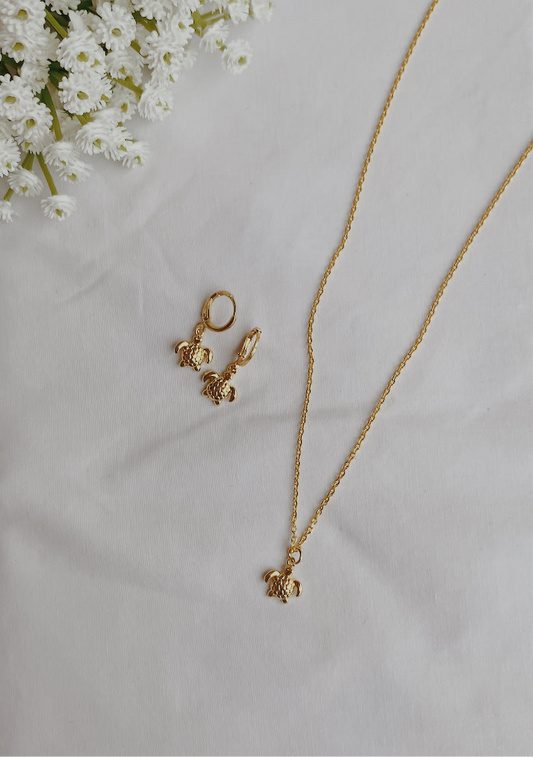 Turtle set ~ necklace + earrings
